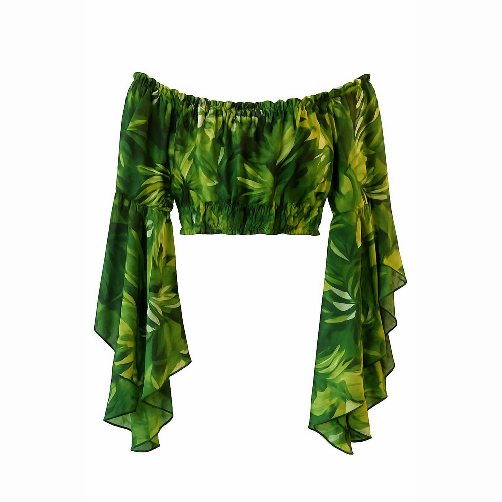 Live 4 Truth Green and Yellow Leaf Print Blouse Jr 13